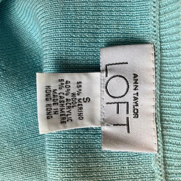 Ann Taylor Loft Cashmere Merino Wool Blend V Neck Sweater Women Size S Stretch - Picture 4 of 8